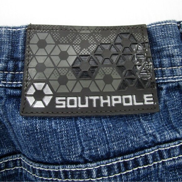 Southpole Jeans 36X29 Hip Hop Loose Baggy Y2K Denim Pants Faded Logo * - Picture 9 of 12